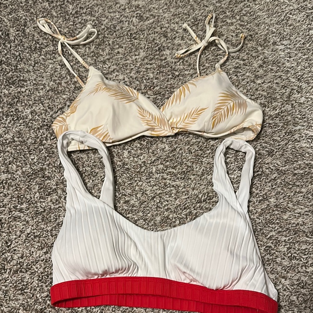Billabong White and Red Bikini with Textured Design